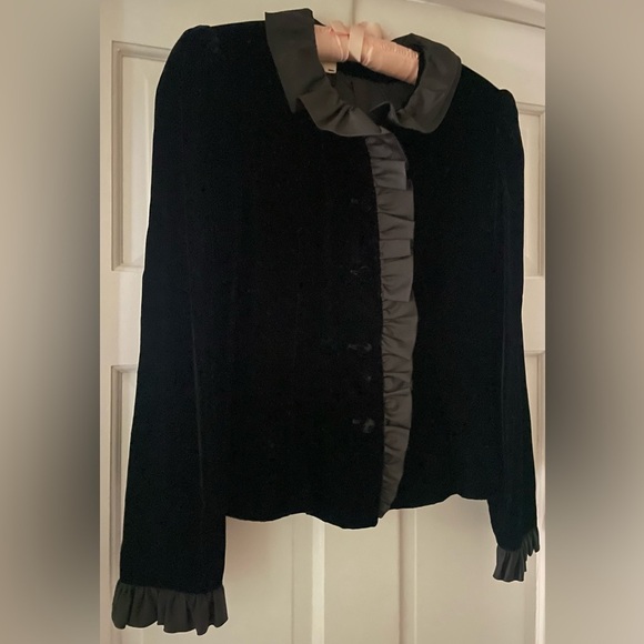 Vintage Bonwit Teller Black Velvet Cropped Evening Wedding Jacket Blazer - Picture 1 of 8